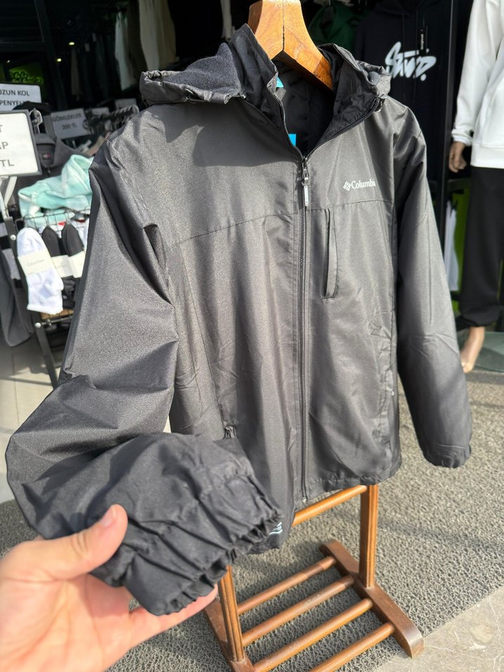 Columbia Siyah Uzun Erkek Yağmurluk - Görsel 2