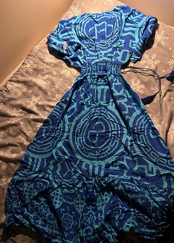 Mavi bohem elbise - Görsel 4