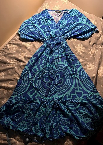 Mavi bohem elbise - Görsel 3