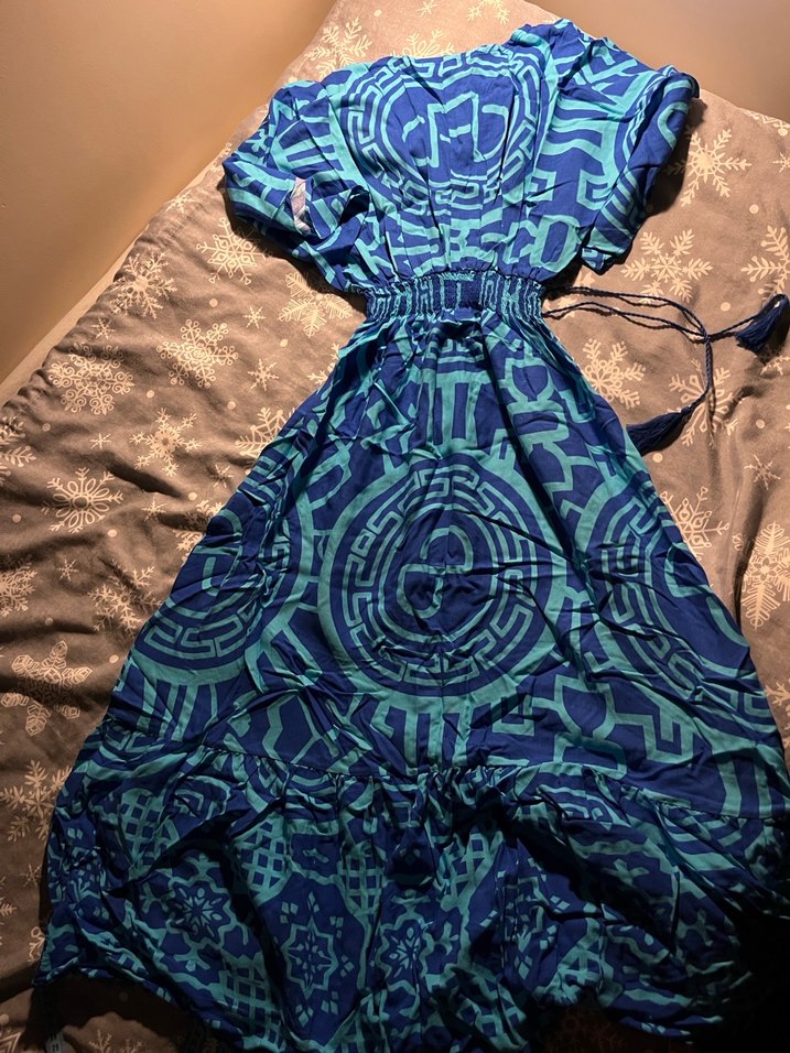 Mavi bohem elbise - Görsel 4