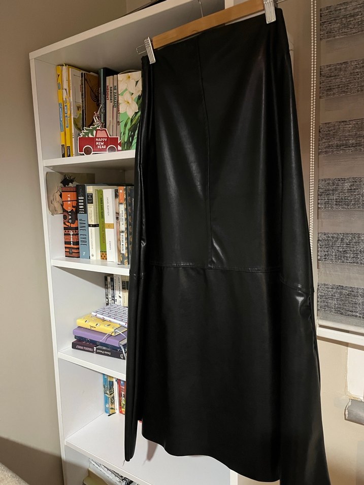 Siyah Deri Uzun Etek - Görsel 4