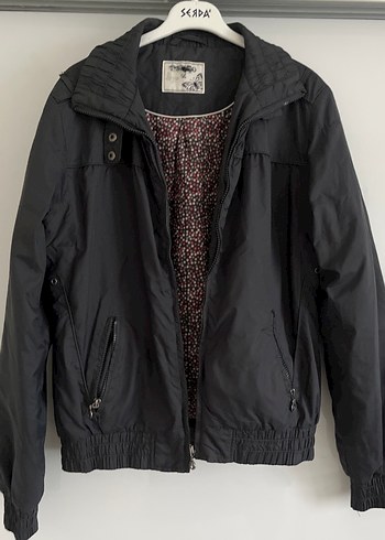 Gri Kadın Fermuarlı Streetwear Ceket