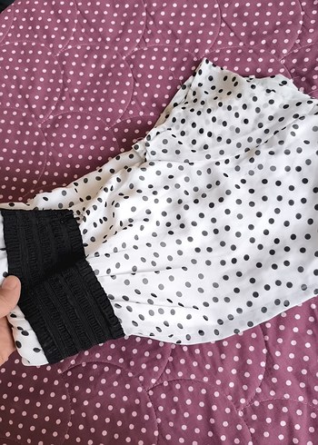 Puantiye Desenli Straplez elbise kısa - Görsel 4