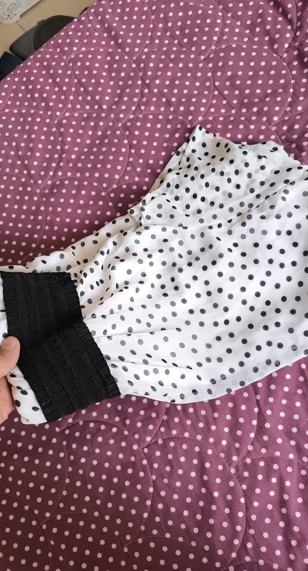 Puantiye Desenli Straplez elbise kısa - Görsel 4