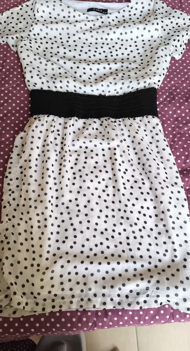 Puantiye Desenli Straplez elbise kısa - Görsel 2