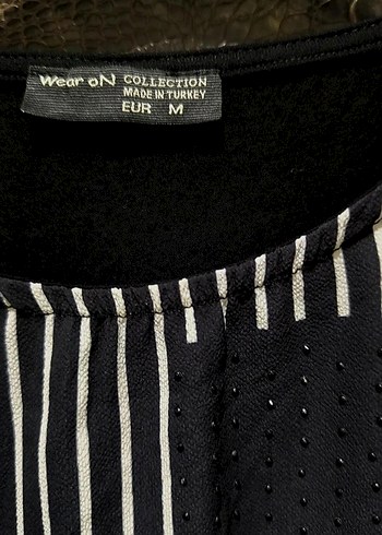 Uzun Siyah Çizgili  Tişört - Görsel 3