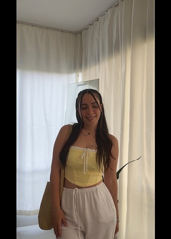 Sarı Midi Straplez Büstiyer - Görsel 3