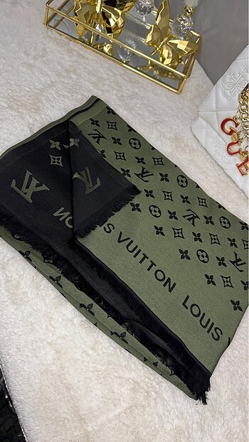 Louis Vuitton LV Çift Taraflı İpek Kaşmir Şal - Haki