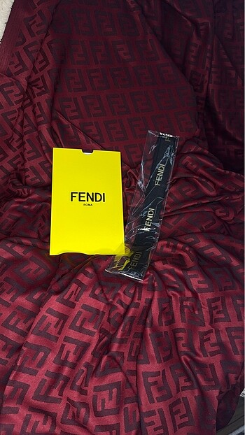 TAM SET KUTULU FENDİ İTHAL İPEK KAŞMİR ŞAL - BORDO