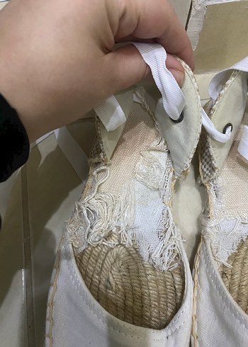 Kadın Beyaz Keten Espadril - Görsel 5