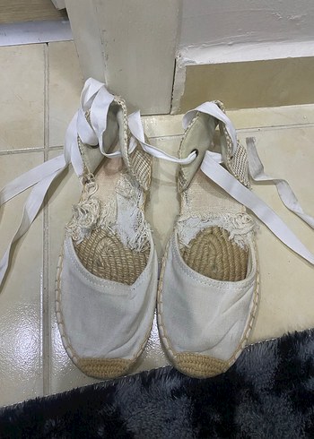 Kadın Beyaz Keten Espadril - Görsel 6