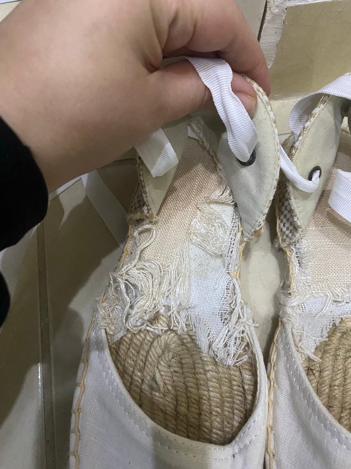 Kadın Beyaz Keten Espadril - Görsel 5