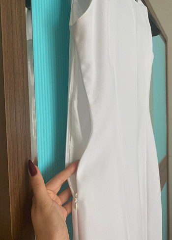 Beyaz  Midi Elbise - Görsel 3