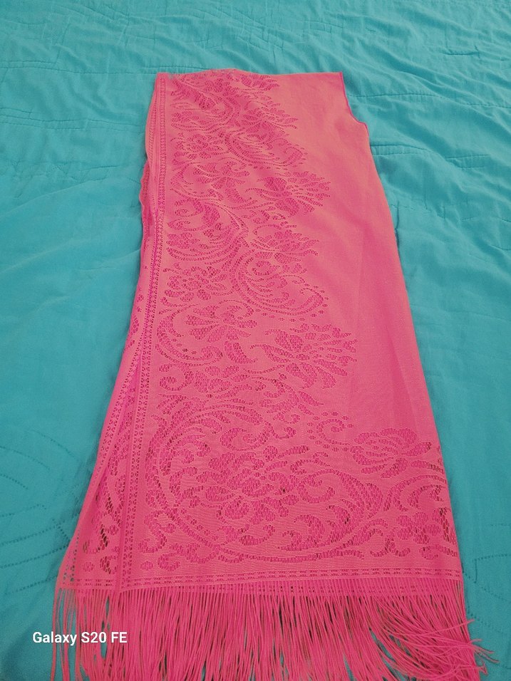 Dantel Detaylı somon rengi pareo - Görsel 2