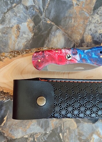 Bordo Mavi Beyaz Bushcraft Çakı ? 18,5 cm 