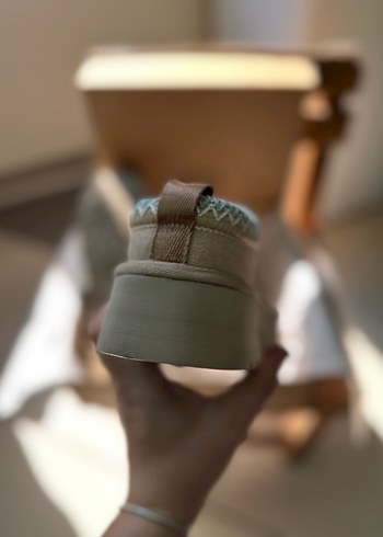 40 Beden kahverengi Renk UGG Gri Platform Topuklu Kadın Terlik