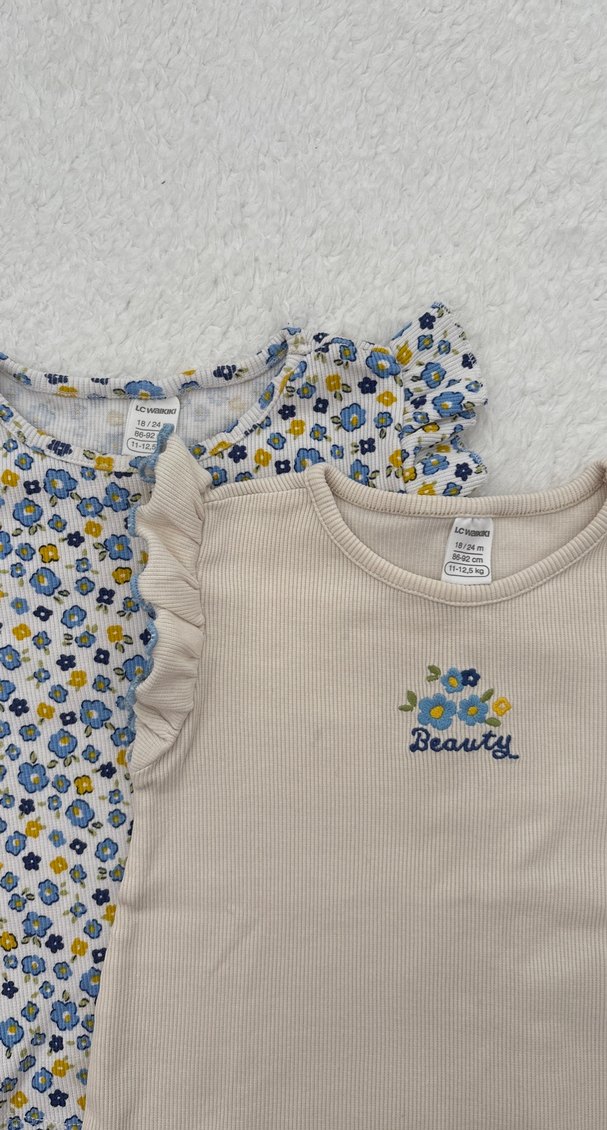 Kız Çocuk Çiçekli Kısa Kollu Tişört Seti - Görsel 2