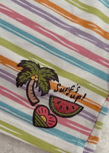 Renkli Çizgili Kız Tişörtü - Görsel 3