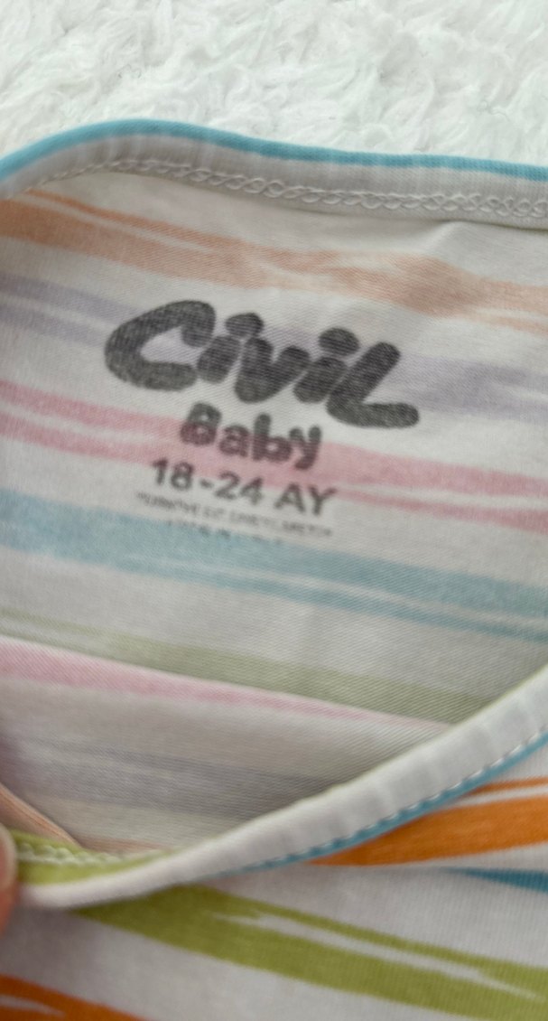 Renkli Çizgili Kız Tişörtü - Görsel 2