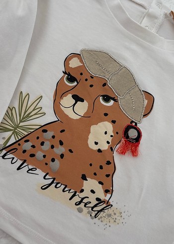 Kız Çocuk Beyaz Uzun Kollu Baskılı Tişört - Görsel 2