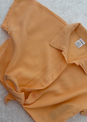 Kız çocuk crop gömlek - Görsel 3