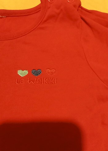 LC Waikiki Kız Çocuk Kırmızı Uzun Kollu Basic Tişört
