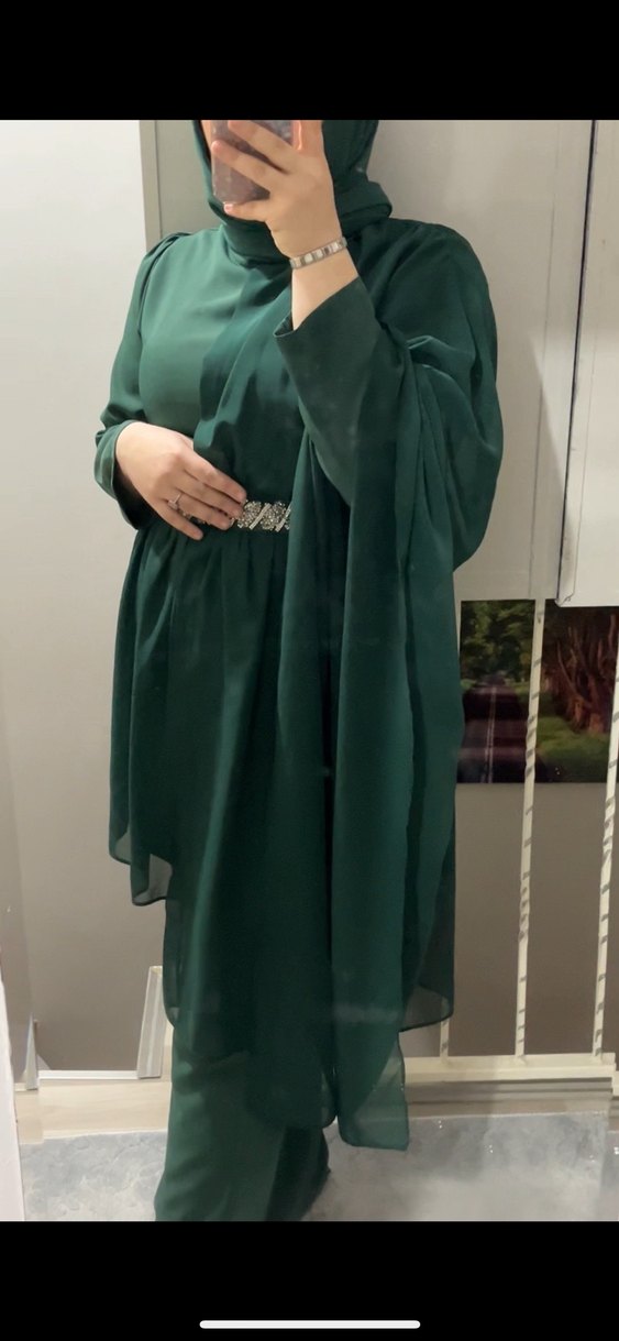 Kadın Uzun Yeşil Salaş Takım - Görsel 2