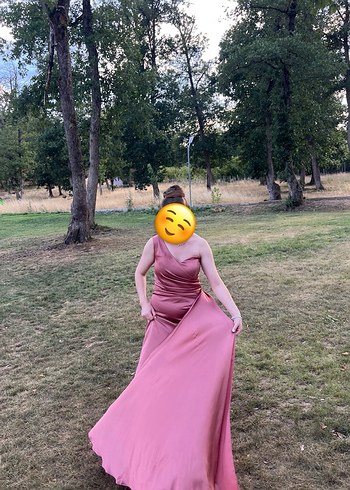 Pembe Drapeli yurtmaçlUzun Kadın Abiye - Görsel 2