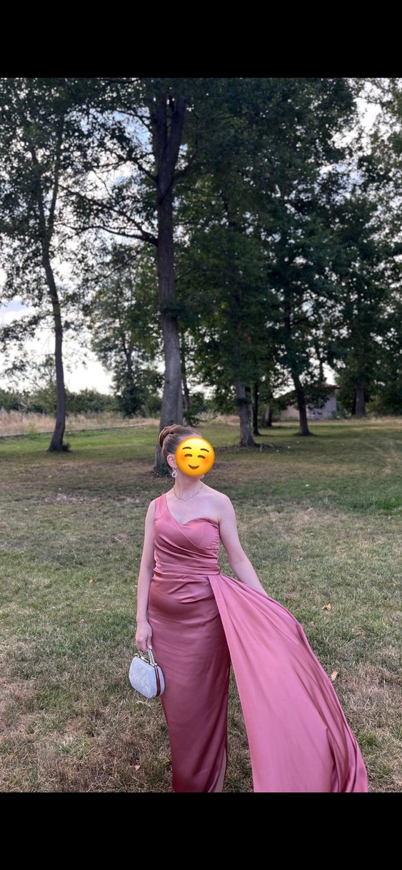 Pembe Drapeli yurtmaçlUzun Kadın Abiye - Görsel 3