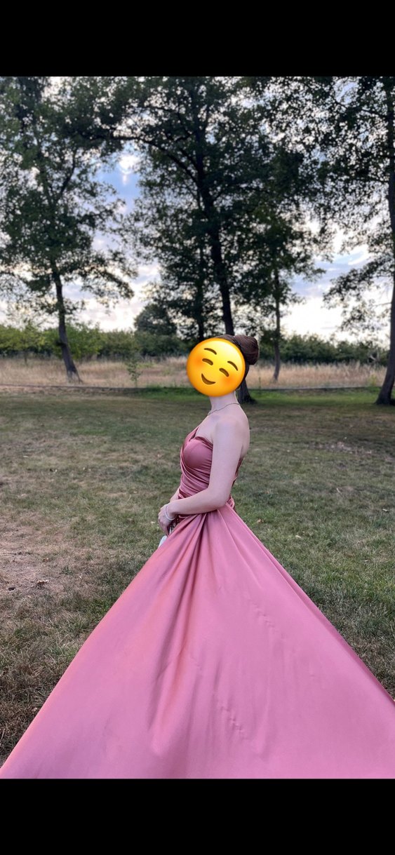 Pembe Drapeli yurtmaçlUzun Kadın Abiye - Görsel 4