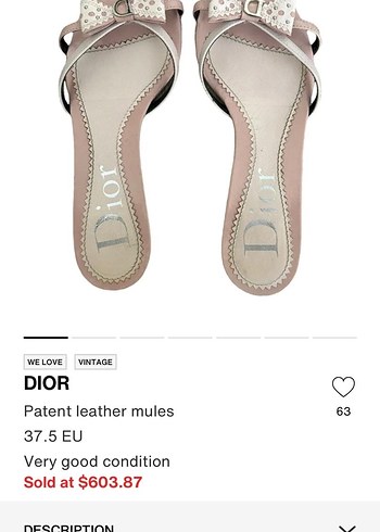 Dior DİOR pembe vintage topuklu coquette terlik