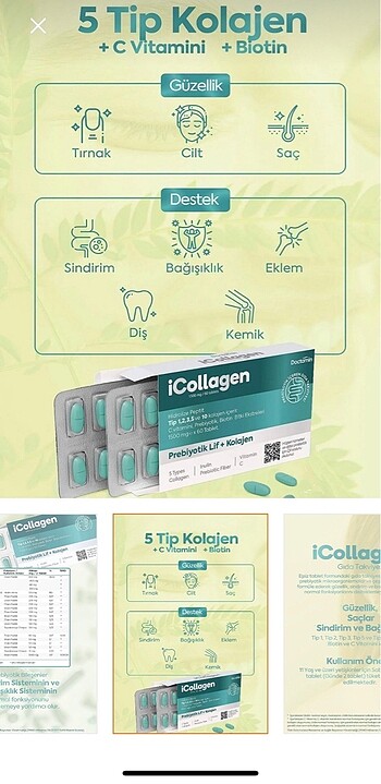 diğer Beden yeşil Renk Probiyotik lif-kolojen