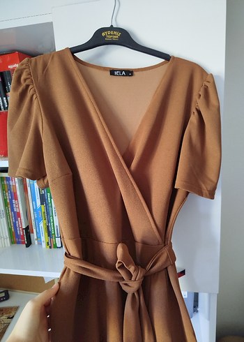 kahverengi midi elbise - Görsel 2