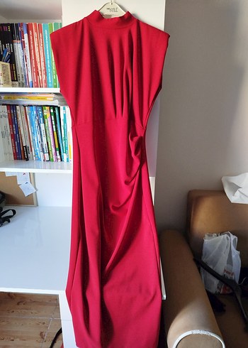 Kırmızı midi Abiye Elbise - Görsel 2