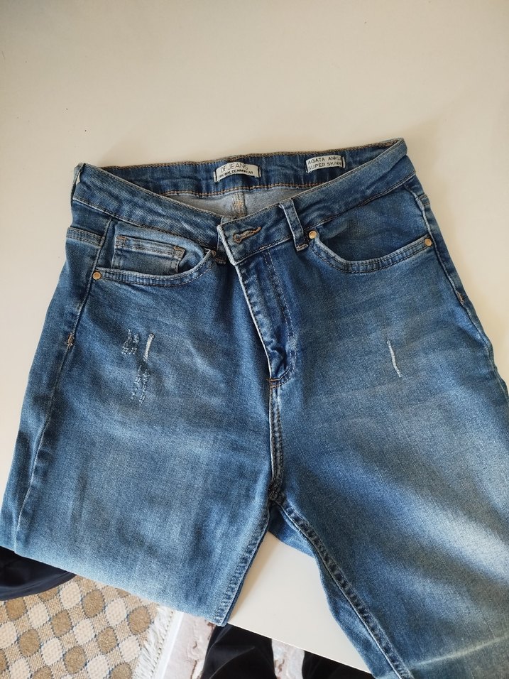 Kadın Mavi skinny Jean - Görsel 2