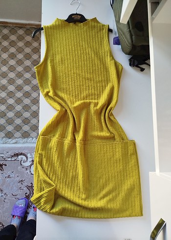 yağ yeşili uzun elbise - Görsel 2