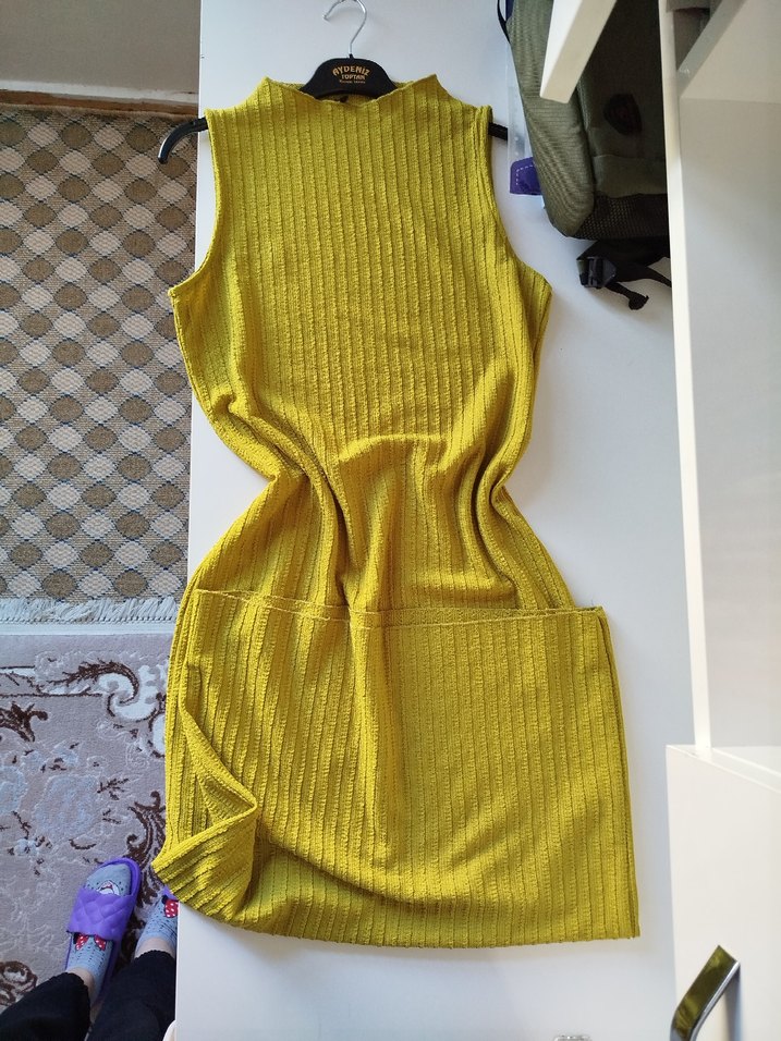 yağ yeşili uzun elbise - Görsel 2