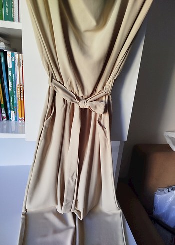 Bej kumaş tulum - Görsel 2