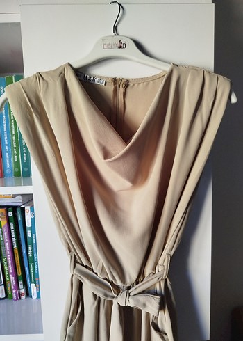 Bej kumaş tulum - Görsel 3