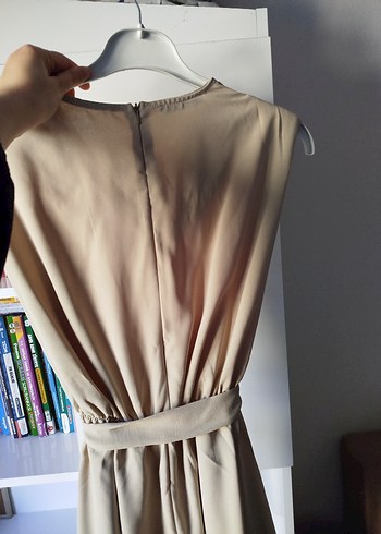 Bej kumaş tulum - Görsel 4