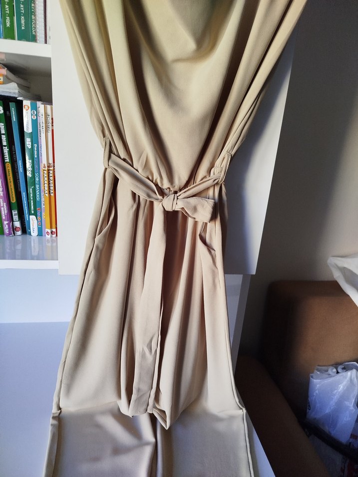 Bej kumaş tulum - Görsel 2