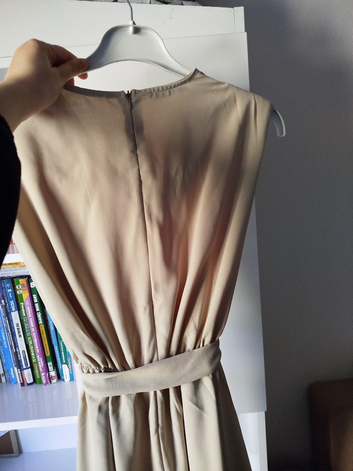 Bej kumaş tulum - Görsel 4