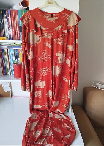 kiremit desenli tesettür elbise - Görsel 4