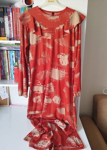 kiremit desenli tesettür elbise - Görsel 2