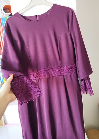 Mor Dantek detaylı Kadın Elbise - Görsel 2