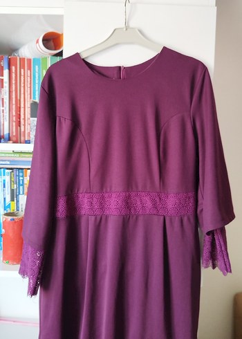 Mor Dantek detaylı Kadın Elbise - Görsel 3