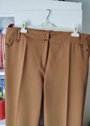 Bej Düğmeli Kadın Kumaş Pantolon - Görsel 3