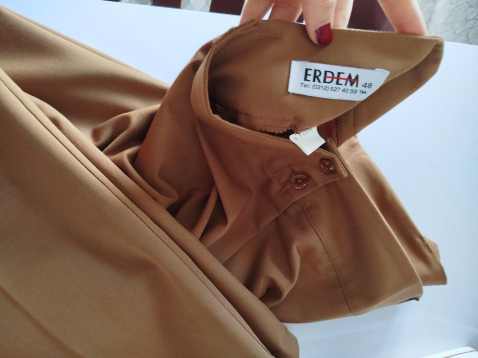 Bej Düğmeli Kadın Kumaş Pantolon - Görsel 4