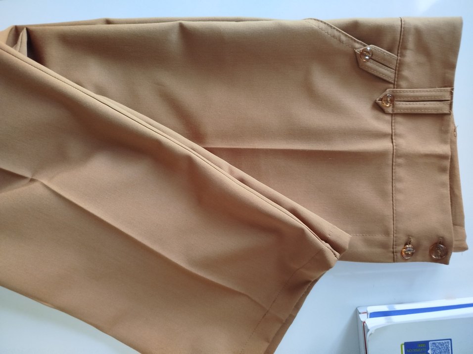 Bej Düğmeli Kadın Kumaş Pantolon - Görsel 2