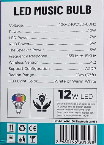 Renkli Bluetooth Akıllı LED Müzik Ampulü - Görsel 3